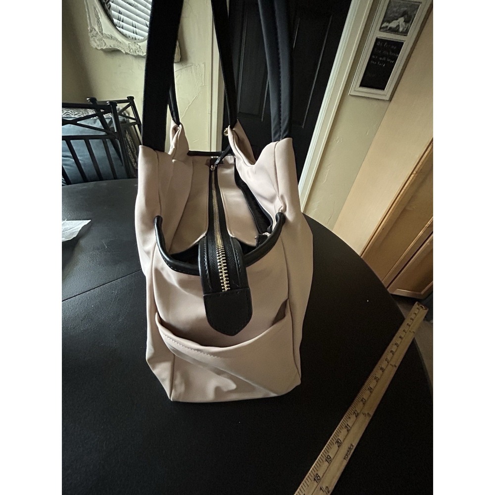 Large Kate Spade Diaper Bag Tan/pink Nylon Easy Wipe Down Shoulder Strap Clean - Picture 5 of 15